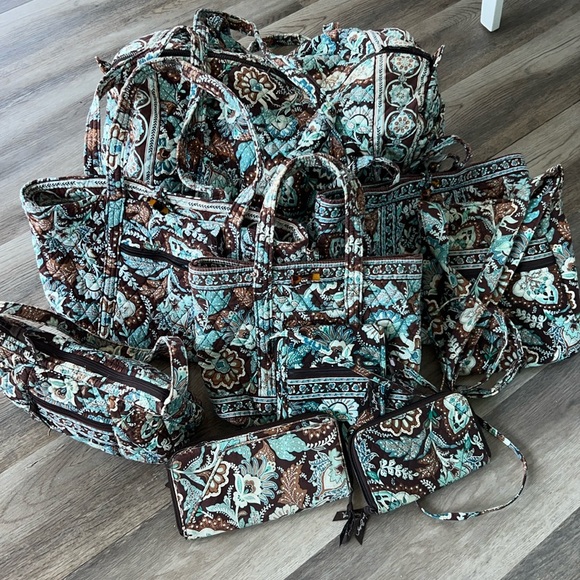 Vera Bradley Handbags - Vera Bradley 2007 Java Blue 9 Piece Set Including Duffle, Totes, Wallets & More